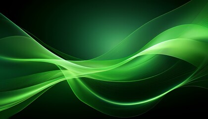 Fototapeta premium Abstract Green Energy Waves Futuristic Flow of Light and Motion Background Design