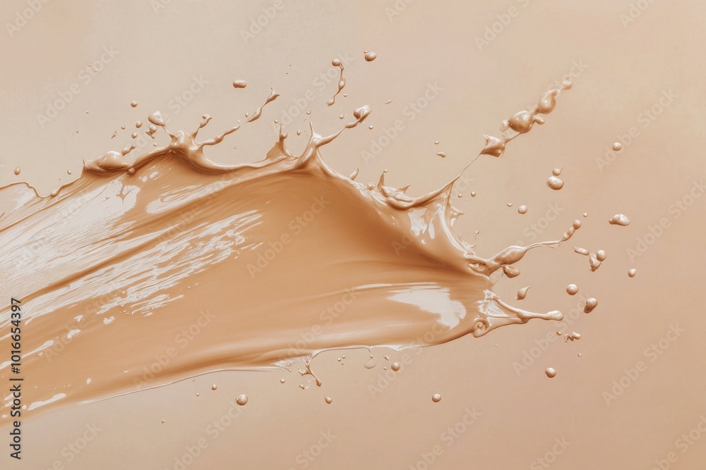 Poster A close-up shot of a liquid splash on a white surface, suitable for use in backgrounds or as an eye-catching design element.