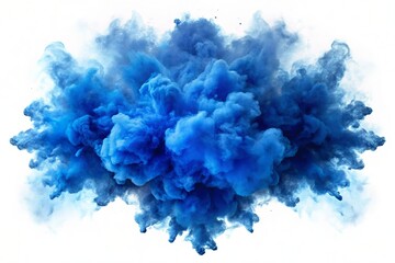 A blue smoke explosion border isolated on transparent background
