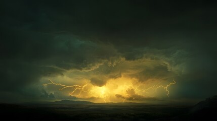 Dramatic Sunset Lightning over City Skyline