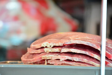 Filete de carne con con efecto bokeh, carne en filete, Chuletón de res, Milanesa de Res, Beef fillet with bokeh effect, fillet meat, Beef T-bone steak, Beef Milanese,