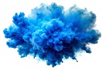 A blue smoke explosion border isolated on transparent background