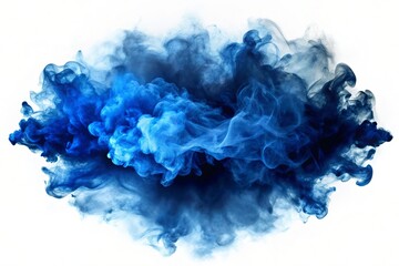 A blue smoke explosion border isolated on transparent background