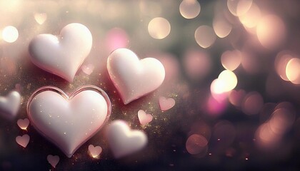 Fototapeta premium hearts on glass bokeh background with space for text, valentine's day concept, greeting card