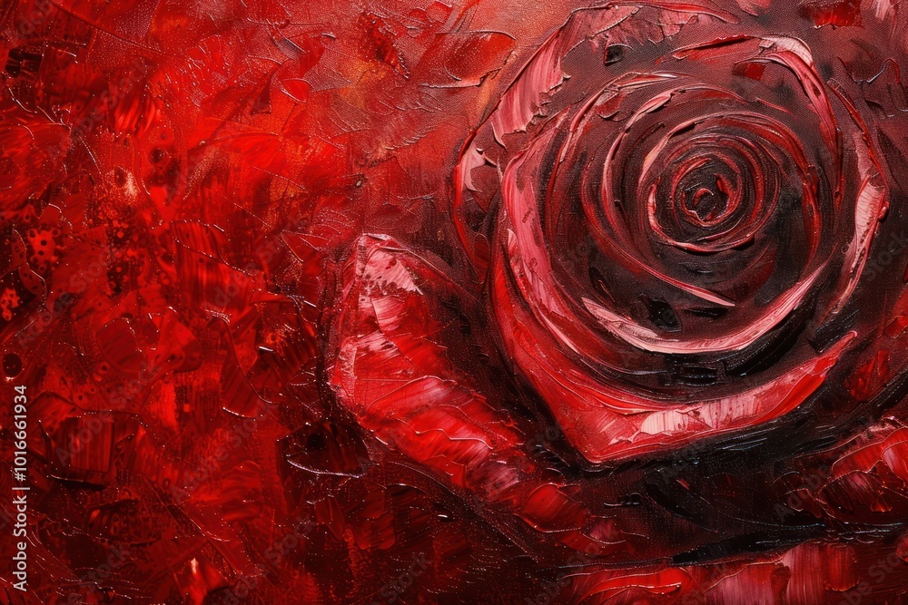 Wall mural Red rose painting art blossom.