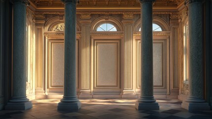 Three architectural frames stand in the center of the pillar.