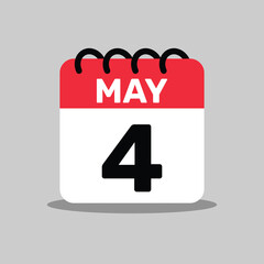 4 May Icon calendar day of the month, vector illustration design.