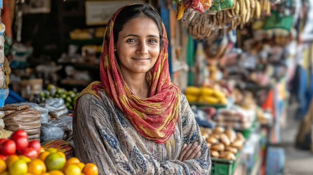 A woman starting her own business through a microfinance program,