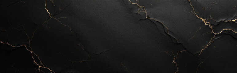 Luxury background, Dark black marble with gold veins. Generative AI