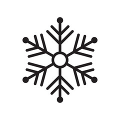 Snowflake Christmas vector icon. Black snow line isolated on white background. Outline silhouette frozen crystal. Flake for design winter print. Cute simple symbol shape freeze illustration