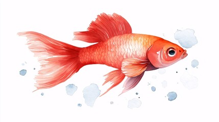 Vibrant Red Goldfish Swimming in Clear Water