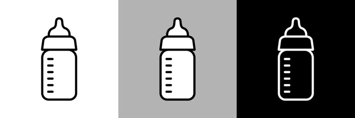 シンプルな線画の哺乳瓶のベクターアイコン。