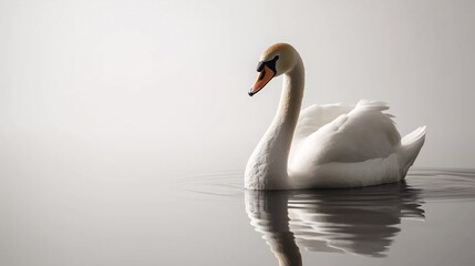 Elegant Swan Gliding on Calm Water Surface