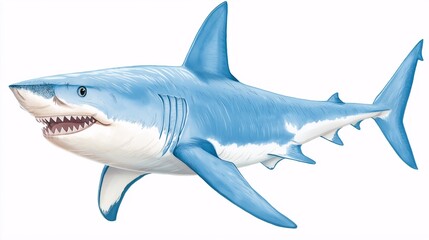 Naklejka premium Realistic illustration of a great white shark swimming