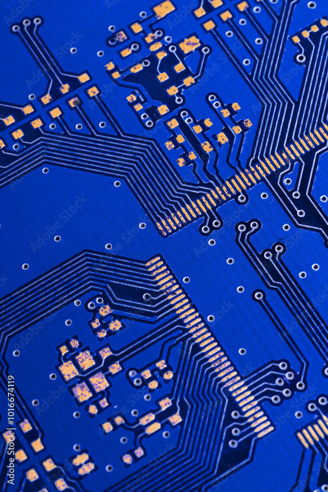 Wall mural blue printed circuit board. background or texture