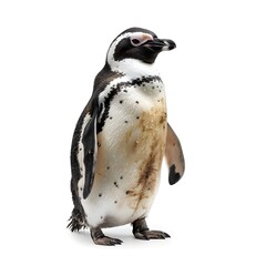 Fototapeta premium Chubby Penguin Standing Upright on Isolated White Background with Blubber and Thick Flippers Concept