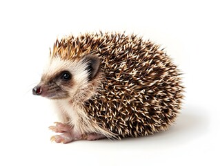 Fototapeta premium Overweight Hedgehog Curled into a Soft Plump Ball on Isolated White Background