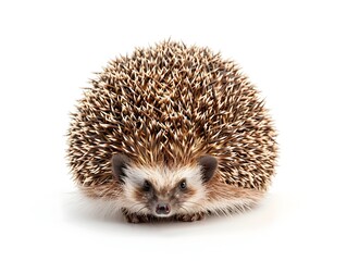 Overweight Hedgehog Rolled Into a Soft Spherical Ball Against White Backdrop