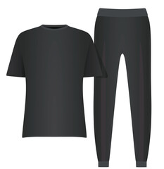 Black   t shirt and bottom. Night wear. vector