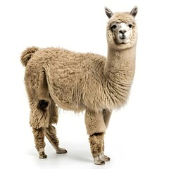 Obraz premium Chunky Alpaca with Thick Fluffy Wool Standing on White Background