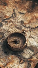 An antique compass rests on a vintage map, symbolizing exploration and adventure across uncharted territories.