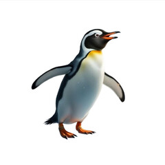 Fototapeta premium Single penguin on white background enjoying, Ai generated