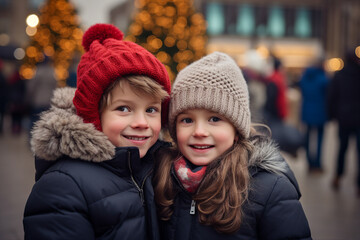 Obraz premium Amazing xmas winter time picture postcard banner traveling shopping leisure time, Generative AI