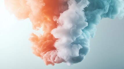 Chemical substance synthetic concept. Multicolored synthetic chemical gas cloud forming, close up, gas diffusion theme, ethereal, blend mode, research lab backdrop