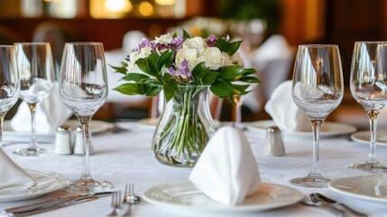 Elegant Table Setting with Flowers