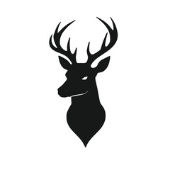 Naklejka premium A black silhouette of a deer head with antlers 