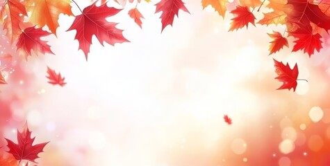 Fototapeta premium Fall leaves on a natural autumn background, maple trees, autumnal landscape
