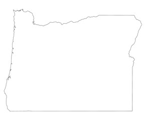 High detailed illustration map - outline Oregon State Map