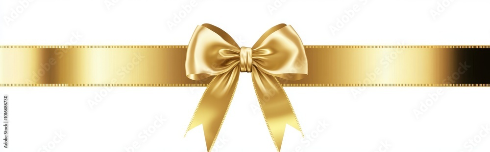 Canvas Prints A gold bow and ribbon on a white background with shadows on a realistic shiny satin ribbon will add a touch of class to any wedding invitation card, greeting card, or gift box. EPS10 format.