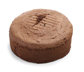 Tasty chocolate sponge cake isolated on white