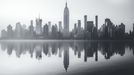 Fototapeta premium Dramatic City Skyline with Sharp Details and Contrast