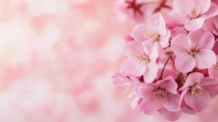 Obraz premium Soft pink cherry blossoms create a dreamy, delicate atmosphere, perfect for spring-themed designs and nature lovers.