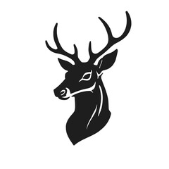 A black silhouette of a deer head with antlers 