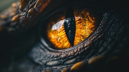 Close Up of Golden Reptile Eye with Textured Skin
