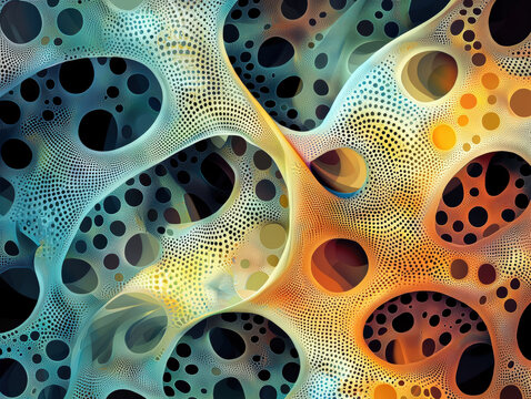 Fractal inspired morphogenesis creates mesmerizing visual experience with intricate patterns and vibrant colors. interplay of shapes and hues evokes sense of wonder and exploration