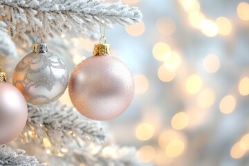 Pastel Pink and Gold Christmas Baubels.