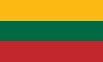 Obraz premium National Flag Republic of Lithuania, horizontal triband of yellow, green and red