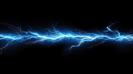 A vibrant blue lightning bolt against a black background, showcasing the raw power and beauty of electrical energy in a striking visual composition.