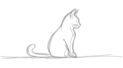 Fototapeta premium Cat continuous line one animal outline illustration drawing art pet. Cat continuous line draw logo sketch black two face abstract cute profile silhouette white contour simple linear design kitten. 
