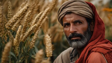 a proud farmer in traditional clothing