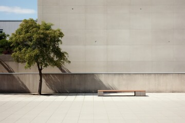 School in summer building wall architecture.