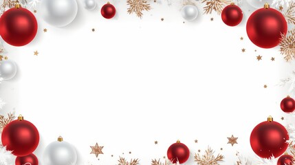 white frame for text with christmas decorations