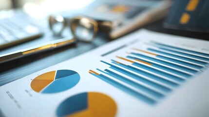 Financial Report Analysis and Business Strategy with Data Graphs and Charts