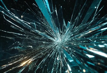 Abstract shattered glass effect with sharp, angular shapes, creating a dynamic and high-energy background with a sense of fragmentation and chaos. Ai generated image.