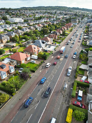 Obraz premium High Angle View of Central Edinburgh City of Scotland United Kingdom During Partly Cloudy Day of August 29th, 2024