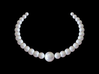 Pearl necklace. Precious white pearl beads. Vector illustration